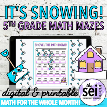 Preview of DIGITAL FIFTH GRADE WINTER MATH WORKSHEETS - JANUARY FEBRUARY ACTIVITIES