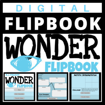 Preview of DIGITAL FLIPBOOK - WONDER - R.J. PALACIO - PROJECT - FLIP BOOK DISTANCE LEARNING