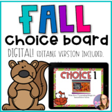 DIGITAL Fall Choice Board - Distance Learning