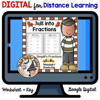 Preview of DIGITAL Fall into Fractions Simplifying Reducing Worksheet and Answer Key