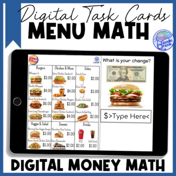 Preview of DIGITAL Fast Food Menu Math for Burgers - A FUN Money Math Center