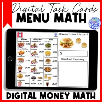 Preview of DIGITAL Fast Food Menu Math for Fried Chicken - A FUN Money Math Center