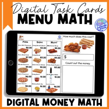 Preview of DIGITAL Fast Food Menu Math for Pizza - A FUN Money Math Center