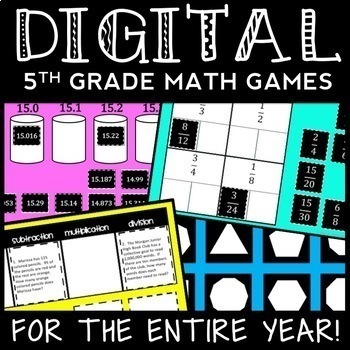 DIGITAL Fifth Grade Math Games for the Entire Year! 22 Games For Google ...