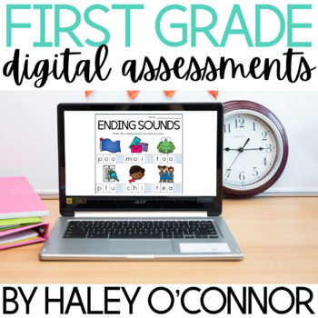 Preview of DIGITAL First Grade Assessments {Google Slides™ and Microsoft™ Versions}