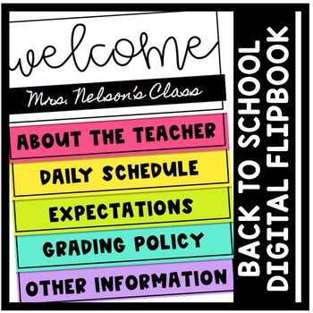 Preview of DIGITAL Flipbook: Back to School Meet the Teacher (Google Slides) - Brights