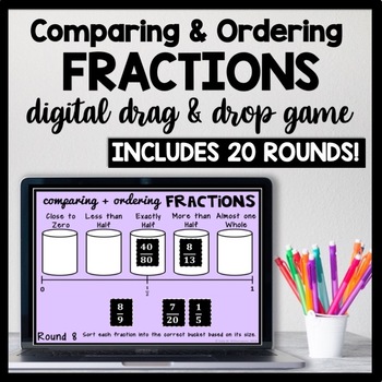 Preview of Comparing & Ordering Fractions Game with Unlike Denominators using Benchmarks