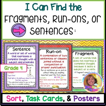 Preview of Fragments, Run-Ons, or Sentences Activities & Posters