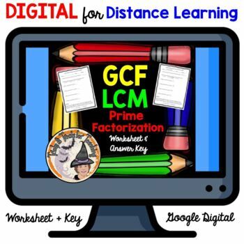 Preview of DIGITAL GCF LCM Prime Factorization Worksheet QUIZ with Answer KEY