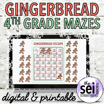 Preview of DIGITAL GINGERBREAD MAN MATH - 4TH GRADE WINTER HOLIDAY ACTIVITIES