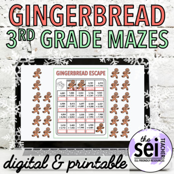 Preview of DIGITAL GINGERBREAD MATH - 3RD GRADE WINTER HOLIDAY ACTIVITIES BUNDLE