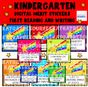 Preview of DIGITAL GRADING STICKERS - KG - First writers - Google Classroom See Saw