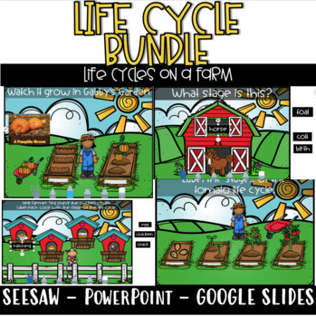 Preview of DIGITAL GROWING BUNDLE: Farm Life Cycles - Seesaw - Google Slides