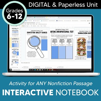 Preview of DIGITAL Google Interactive Notebook: Informational Text 7-12 DISTANCE LEARNING