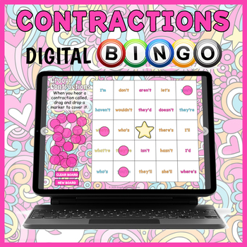 Preview of DIGITAL Groovy Contractions Bingo Game