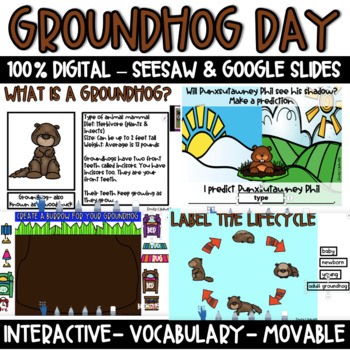 Preview of DIGITAL: Groundhog Day - Seesaw - Google Slides - Powerpoint