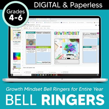 Preview of DIGITAL Growth Mindset Bell RingerJournal for School Year: 4-6 DISTANCE LEARNING
