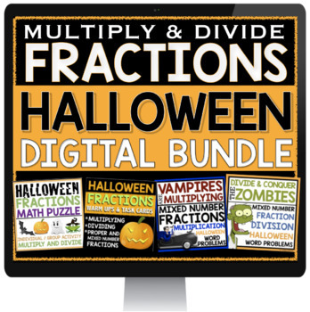 Preview of DIGITAL HALLOWEEN MULTIPLY AND DIVIDE FRACTIONS BUNDLE: GOOGLE DRIVE