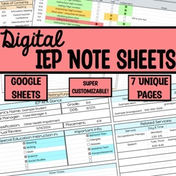 Preview of DIGITAL IEP BINDER - Google Sheet to Keep Track of Important IEP Information!