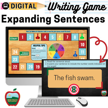 Preview of DIGITAL, INTERACTIVE Expanding Sentences Board Game - Writing Skills