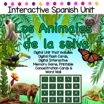 Preview of DIGITAL INTERACTIVE Jungle Animal Unit ~ Los Animales de la Selva