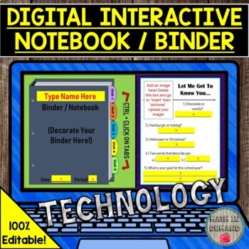 Preview of DIGITAL INTERACTIVE NOTEBOOK OR BINDER FOR ALL SUBJECTS DISTANCE LEARNING