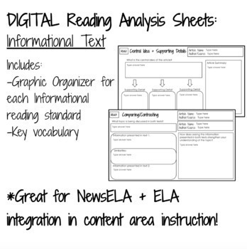 Preview of DIGITAL Informational Text Reading Graphic Organizers - Standards Aligned!