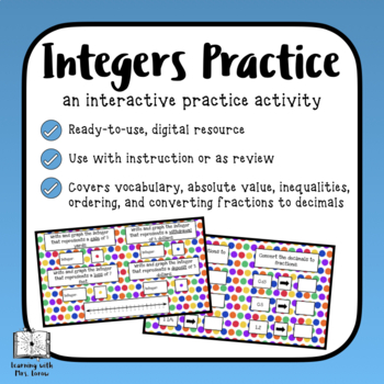 Preview of DIGITAL Integers Practice: Interactive Activity for Google Slides