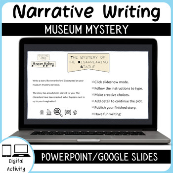 Preview of Digital Narrative Writing Activity with Interactive Prompts - Museum Mystery