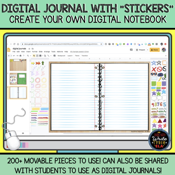 Preview of DIGITAL Journal with Movable Pieces/Stickers: Create Your Own Digital Notebook
