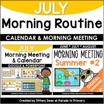 Preview of DIGITAL July Morning Routine - Calendar & Morning Meeting - Google - PowerPoint