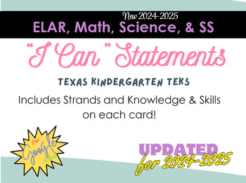 Preview of DIGITAL Kindergarten TEKS "I CAN" Statements BUNDLE: ELAR, MATH, SCIENCE, & SS!