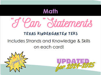 Preview of DIGITAL Kindergarten TEKS "I CAN" Statements for MATH!