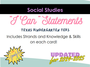 Preview of DIGITAL Kindergarten TEKS "I CAN" Statements for SOCIAL STUDIES!