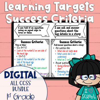 Preview of DIGITAL Learning Target and Success Criteria All Subject MEGA BUNDLE 1st Grade