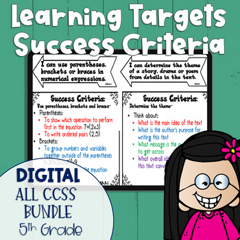 Preview of DIGITAL Learning Target and Success Criteria All Subject MEGA BUNDLE 5th Grade