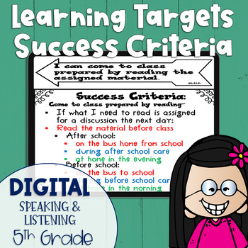 Preview of DIGITAL Learning Target and Success Criteria BUNDLE for Speak & Listen 5th Grade