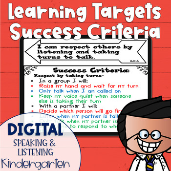 Preview of DIGITAL Learning Target and Success Criteria BUNDLE for Speak & Listen Kinder