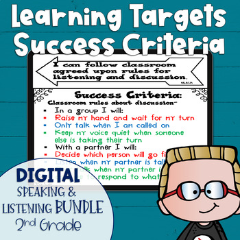 Preview of DIGITAL Learning Target and Success Criteria BUNDLE for Speak and Listen 2nd