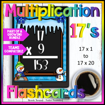 Preview of DIGITAL MULTIPLICATION FLASHCARDS 17'S   (Part of Growing Bundle)