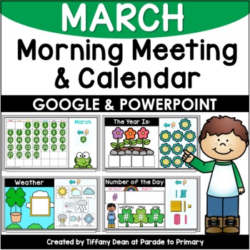 Preview of DIGITAL March Calendar & Morning Meeting - PowerPoint & Google Slides - K