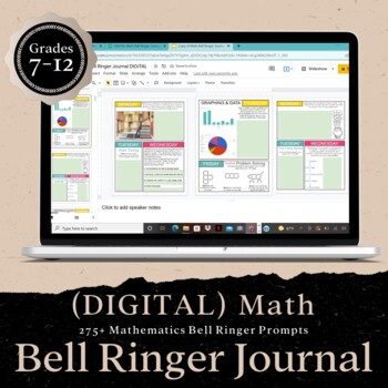 Preview of DIGITAL Math Bell Ringer Journal for the School Year: 7-12 DISTANCE LEARNING