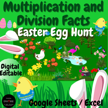 Preview of DIGITAL Math Easter Egg Scavenger Hunt Multiplication & Division Facts EDITABLE