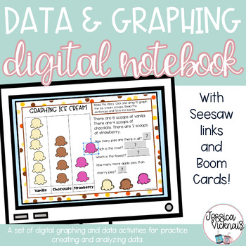 Preview of DIGITAL Math Interactive Notebook Graphing and Data: Google Slides and Easel!