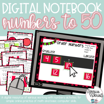 Preview of DIGITAL Math Interactive Notebook: Numbers to 50 