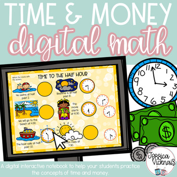 Preview of DIGITAL Math Interactive Notebook Time and Money