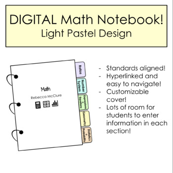 Preview of DIGITAL Math Notebook - Standards Aligned (Pastel Design) 