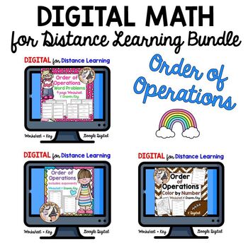 Preview of DIGITAL Math Order of Operations Word Problems Color BUNDLE with Answer KEYS