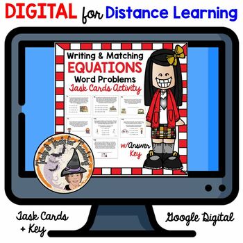 Preview of DIGITAL Math Writing and Matching Equations Word Problems Activity + Answer KEY