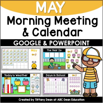 Preview of DIGITAL May Calendar & Morning Meeting - PowerPoint & Google Slides - K